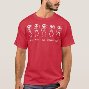 T-shirt Drôle noir blanc Gay droit Pirate Squelette 
