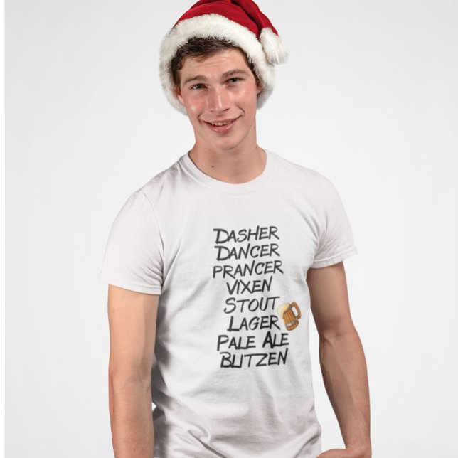 T-shirt Drôle Noms des rennes de bière Noël (Créateur téléchargé)