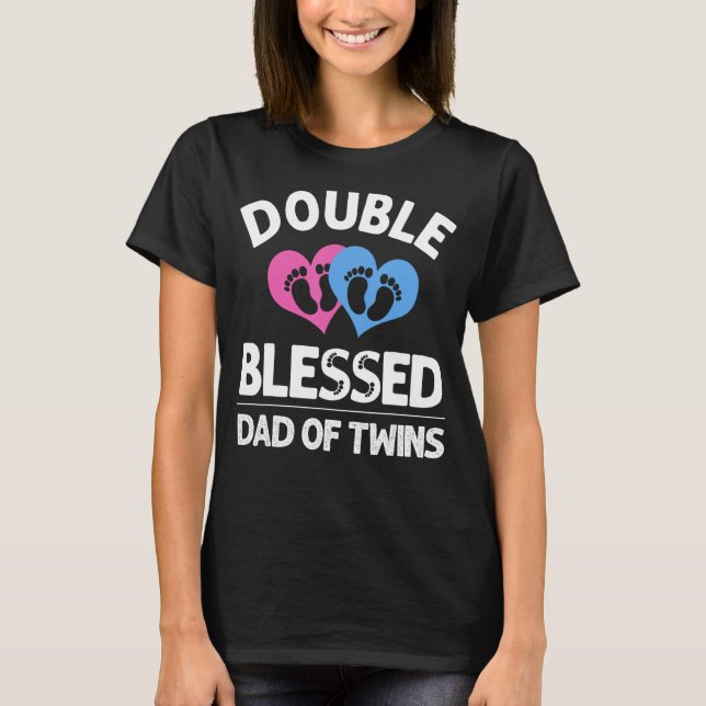 T-shirt Drôle Nouveau Papa Of Twins Cadeau Pour Hommes Pèr (Devant)