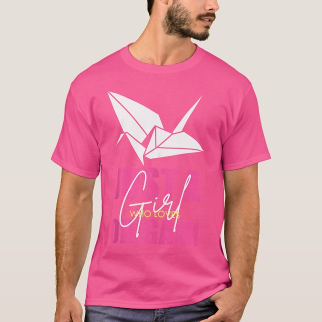 T-shirt Drôle Origami Papier Japon Grue Animal Amoureux (Devant)