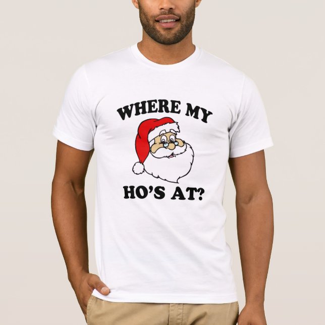 T-shirt Drôle où mon Ho à la chemise de Noël (Devant)