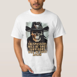 T-shirt Drôle Ouest Cowboy Sauvage Dit Skull Sheriff Art