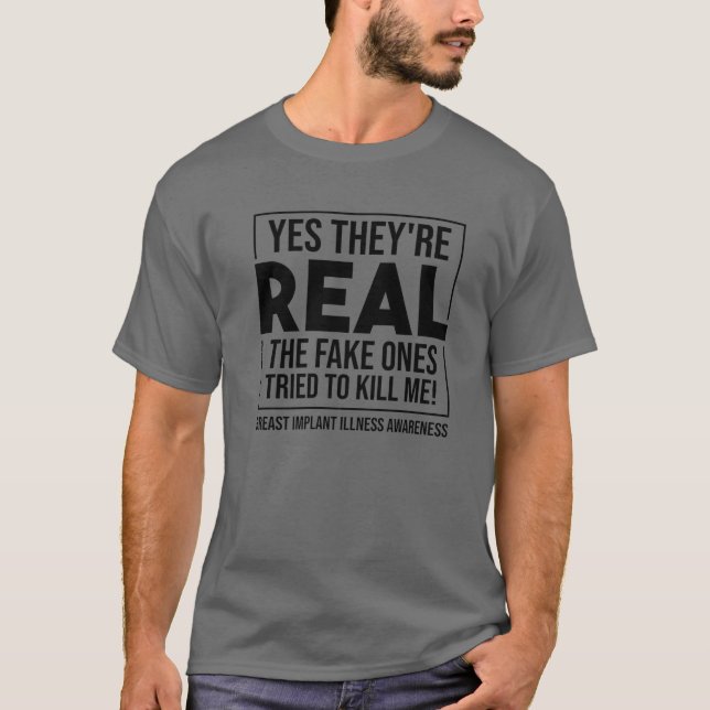 T-shirt Drôle Oui Ils sont vrais | Mélange Implant mammair (Devant)