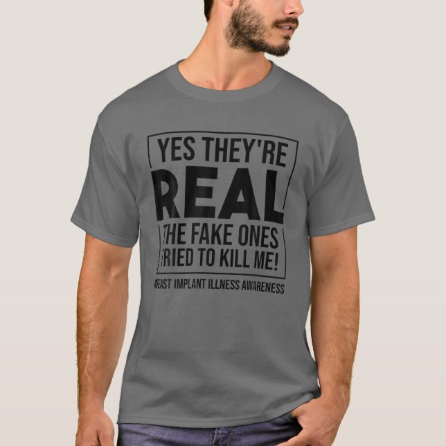 T-shirt Drôle Oui Ils sont vrais | Mélange Implant mammair (Devant)