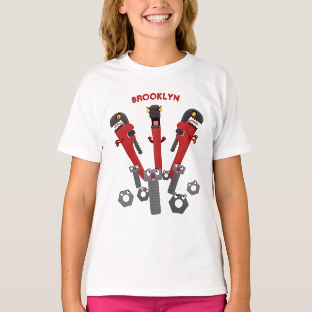T-shirt Drôle outil monstre de clé humour dessin animé (Devant)