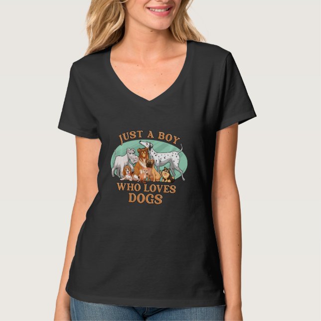T-shirt Drôle Pack De Chiens Juste Un Garçon Qui Aime Chie (Devant)