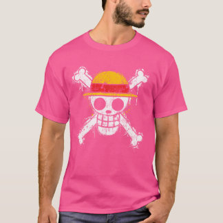T-shirt Drôle Paille Casquettes Pirate Crâne Et Os Croisés