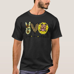 T-shirt Drôle Paix Amour Pit Bull Chien Tournesol