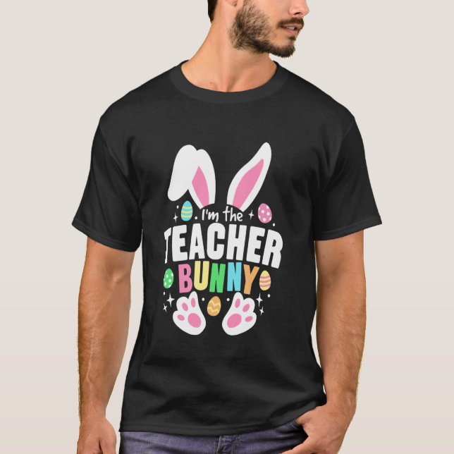 T-shirt Drôle Pâques Je suis Le Maître Lapin Oreilles Mign (Devant)