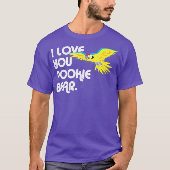 T-shirt Drôle Parrot Parler Je T'Aime Pookie Ours (Devant)