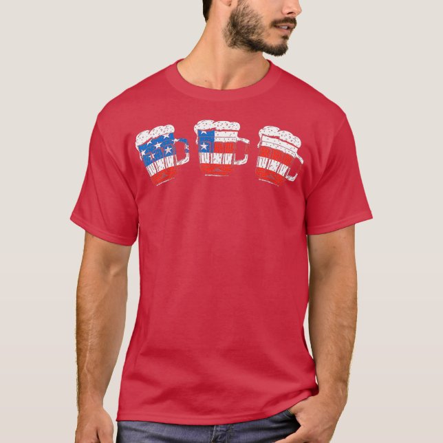 T-shirt Drôle patriotique américain Drapeau de bière Froth (Devant)
