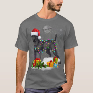 T-shirt Drôle Patterdale Terrier Dog lumières de Noël Sant