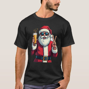 T-shirt Drôle Père Noël Cool Lunettes de soleil Paix