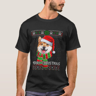 T-shirt Drôle Père Noël Shiba Inu Scarf Lover Noël Laid S