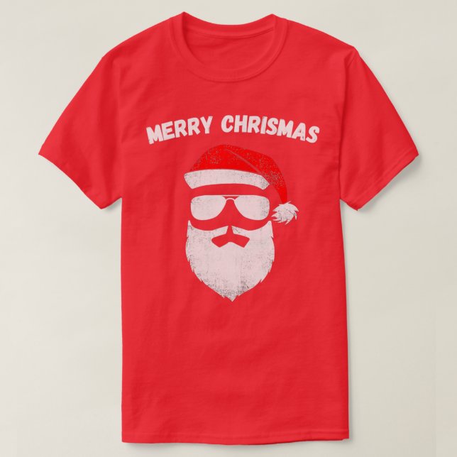T-shirt Drôle Père Noël Visage Lunettes De Soleil Avec 4 (Design devant)