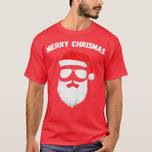 T-shirt Drôle Père Noël Visage Lunettes De Soleil Avec 4