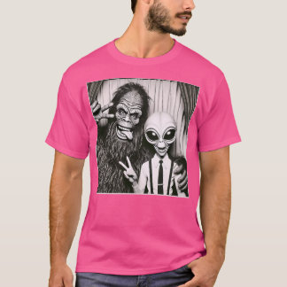 T-shirt Drôle Photo Sasquatch Ufo Bigfoot Et Un