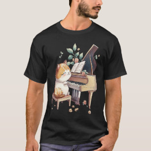 T-shirt Drôle Piano Musique Chat Hommes Femmes Enfants Cha