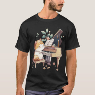 T-shirt Drôle Piano Musique Chat Hommes Femmes Enfants Cha