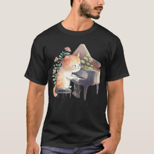 T-shirt Drôle Piano Musique Chat Hommes Femmes Enfants Cha
