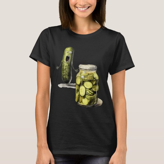 T-shirt Drôle Pickle Surprend Un Concombre Et Un Bocal De  (Devant)
