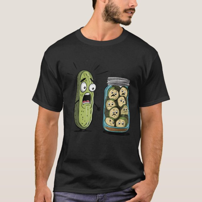 T-shirt Drôle Pickle Surprend Un Concombre Et Un Bocal De  (Devant)