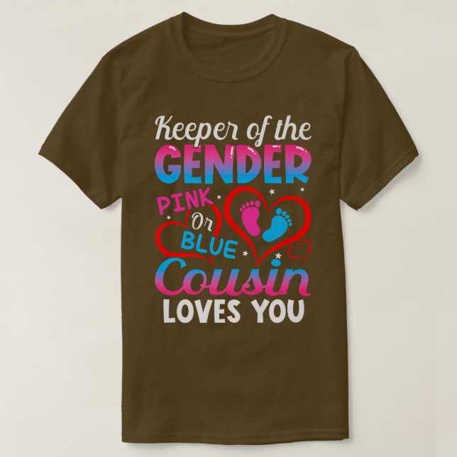 T-shirt Drôle Pink Ou Bleu Cousin Aime Vous Révéler Le Sex (Design devant)