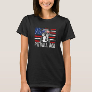 T-shirt Drôle Pit Bull Papa Drapeau Américain 4 Juillet