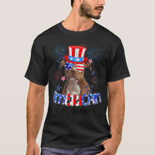 T-shirt Drôle Pitbull Porter lunettes de soleil USA Drapea