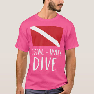 T-shirt Drôle Plongée Diver Drapeau Plongée Planche Plongé