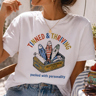 T-shirt Drôle Poisson en Conserve Sardine Pêcheur Core Rét