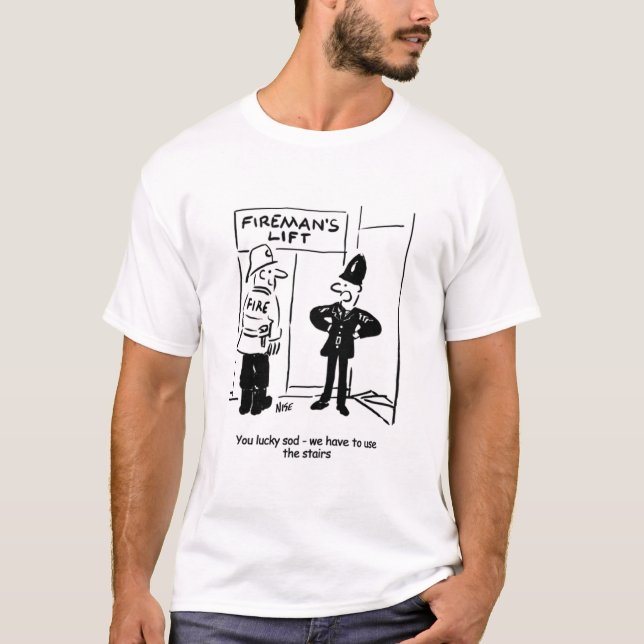 T-shirt Drôle pompier et dessin de policier (Devant)