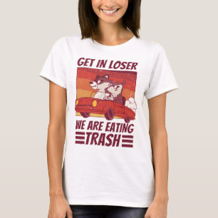 T-shirt Drôle Possum Raccoon Manger des ordures voiture
