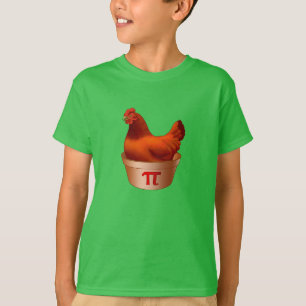 T-shirt Drôle Pot De Poulet Pi (Pie) Rouge Hen