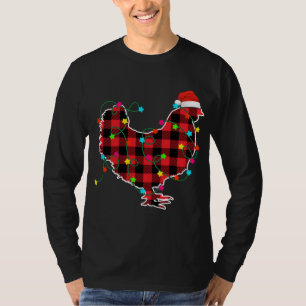 T-shirt Drôle Poulet de Noël Arbre Rouge Plaid Xmas Animal