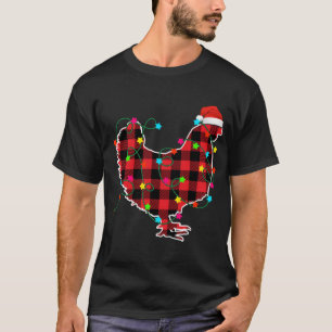 T-shirt Drôle Poulet de Noël Arbre Rouge Plaid Xmas Animal