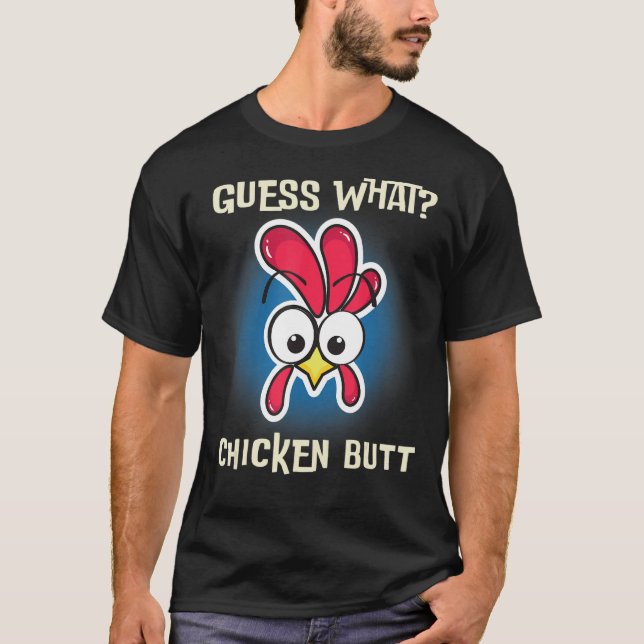 T-shirt Drôle poulet dire Devine Whats Farm Rooster (Devant)
