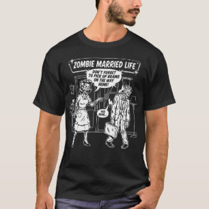 T-shirt drôle pour couples mariés zombie
