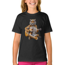 T-shirt drôle pour enfants avec un tigre rock star