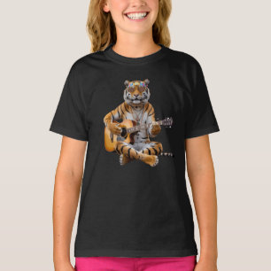 T-shirt drôle pour enfants avec un tigre rock star