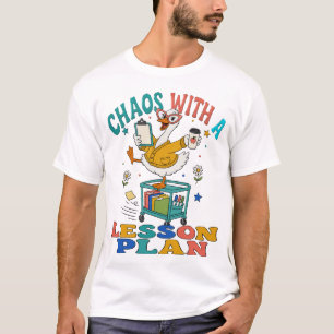T-shirt drôle pour enseignant Chaos avec un plan d