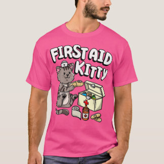 T-shirt Drôle Premier Aid Kitty Chat Médecin Médicale Infi