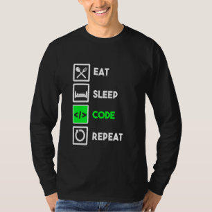 T-shirt Drôle Programmeur Mangez le code de sommeil Répéti