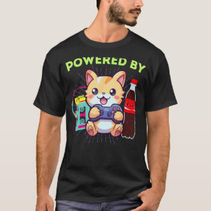 T-shirt Drôle Propulsé Par Gamer Chat Soda Pop & Les 80s