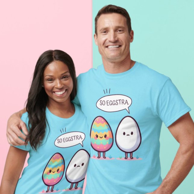 T-shirt Drôle Pun mignon Comic Pastel Oeufs de Pâques So E (Funny Pun Cute Comic Pastel Easter Eggs So Eggstra T-Shirt.)