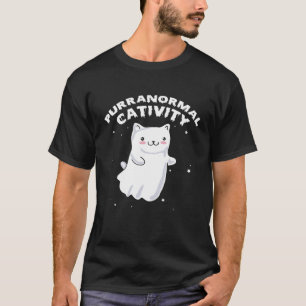 T-shirt Drôle Purranormal Cativité Fantôme Chat Halloween 
