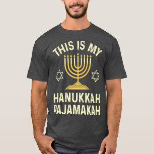 T-shirt Drôle Pyjama Hanoukka Voici Mon Pajamaka Hanoukka