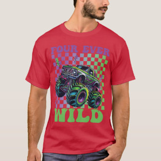 T-shirt Drôle quatre pour toujours sauvage 4ème anniversai