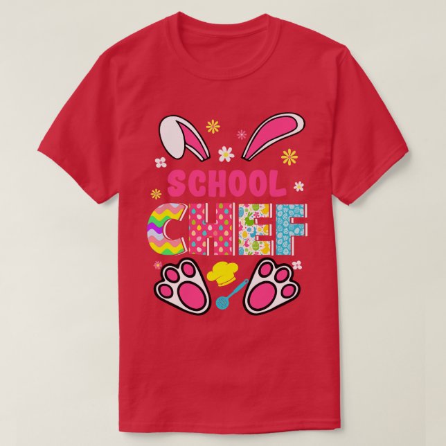 T-shirt Drôle Rabbit Chef de l'école Jour de Pâques Oeufs  (Design devant)