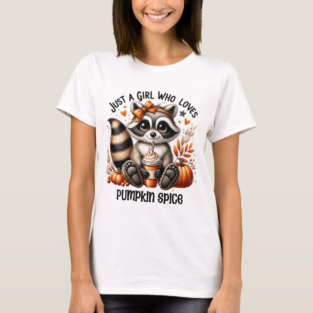 T-shirt Drôle Raccoon Citrouille chute d'épices (Devant)